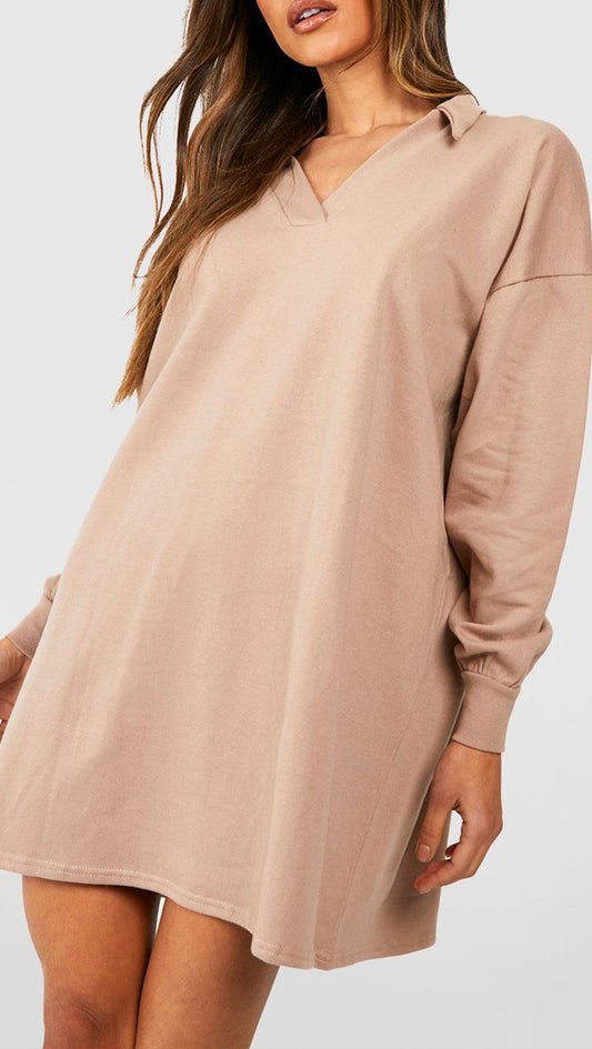 COLLAR OVERSIZED SWEAT DRESS