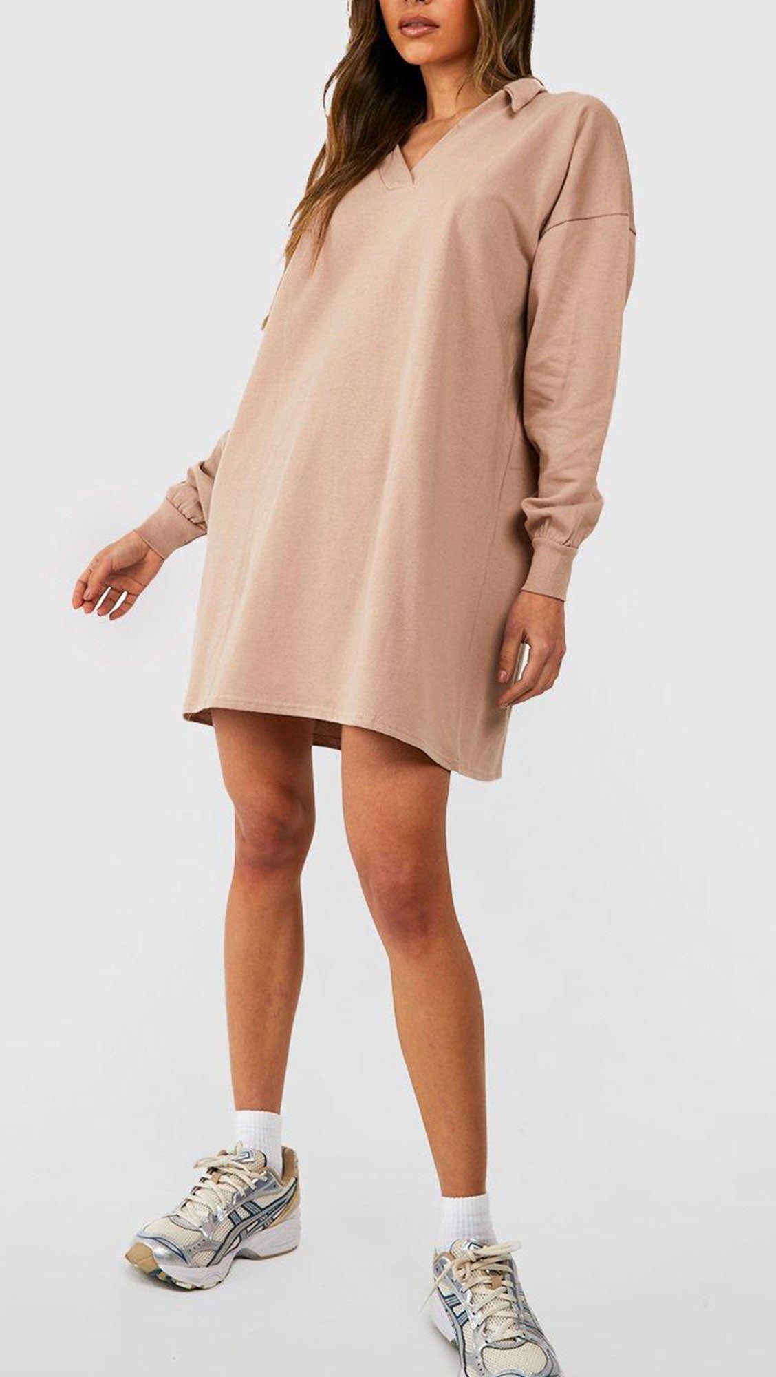 COLLAR OVERSIZED SWEAT DRESS