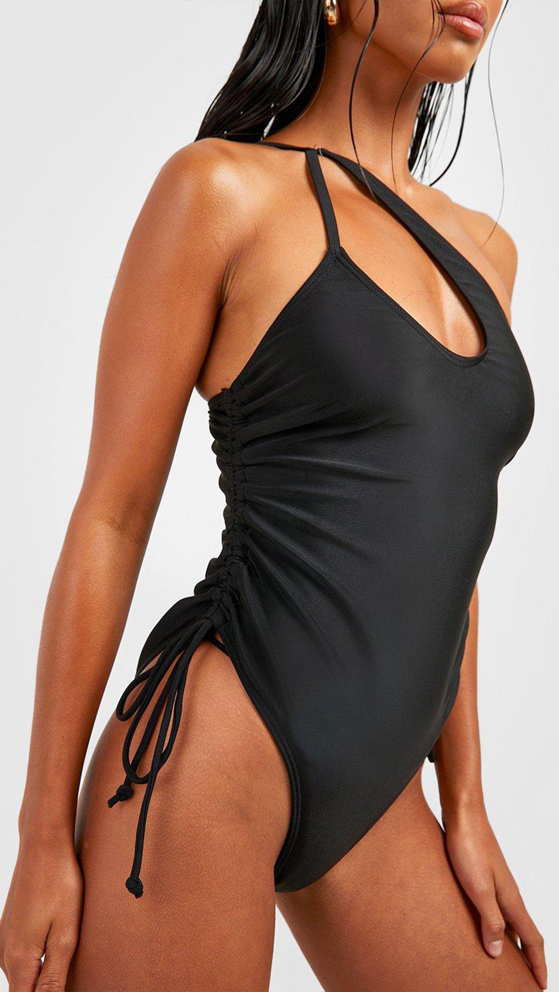 Black Classic High-Waisted One-Piece Swimsuit