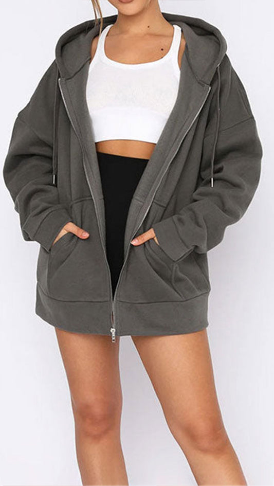 Unisex Oversize Women Zip up Jacket