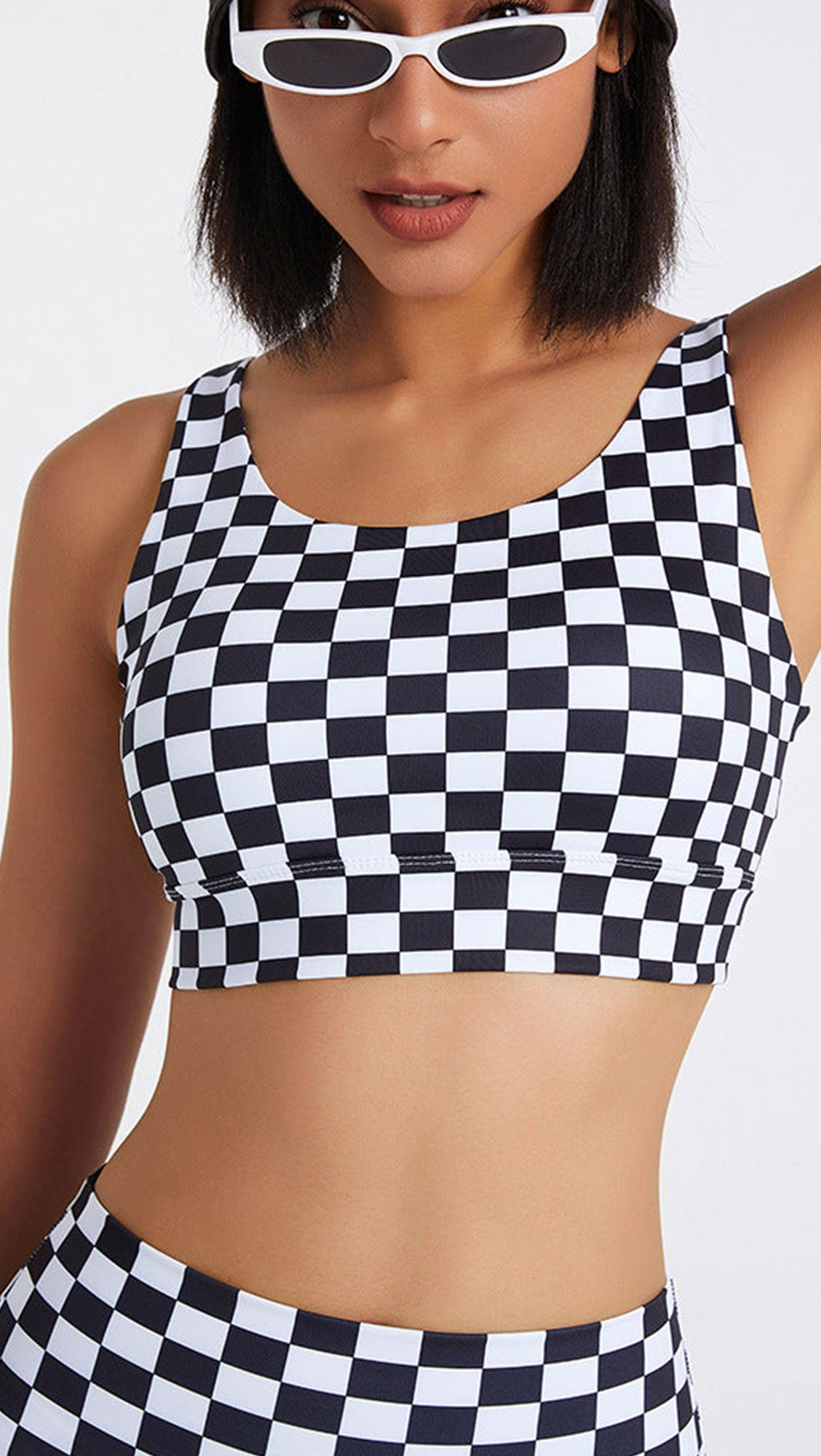 Fitness bra training chess and card grid yoga vest