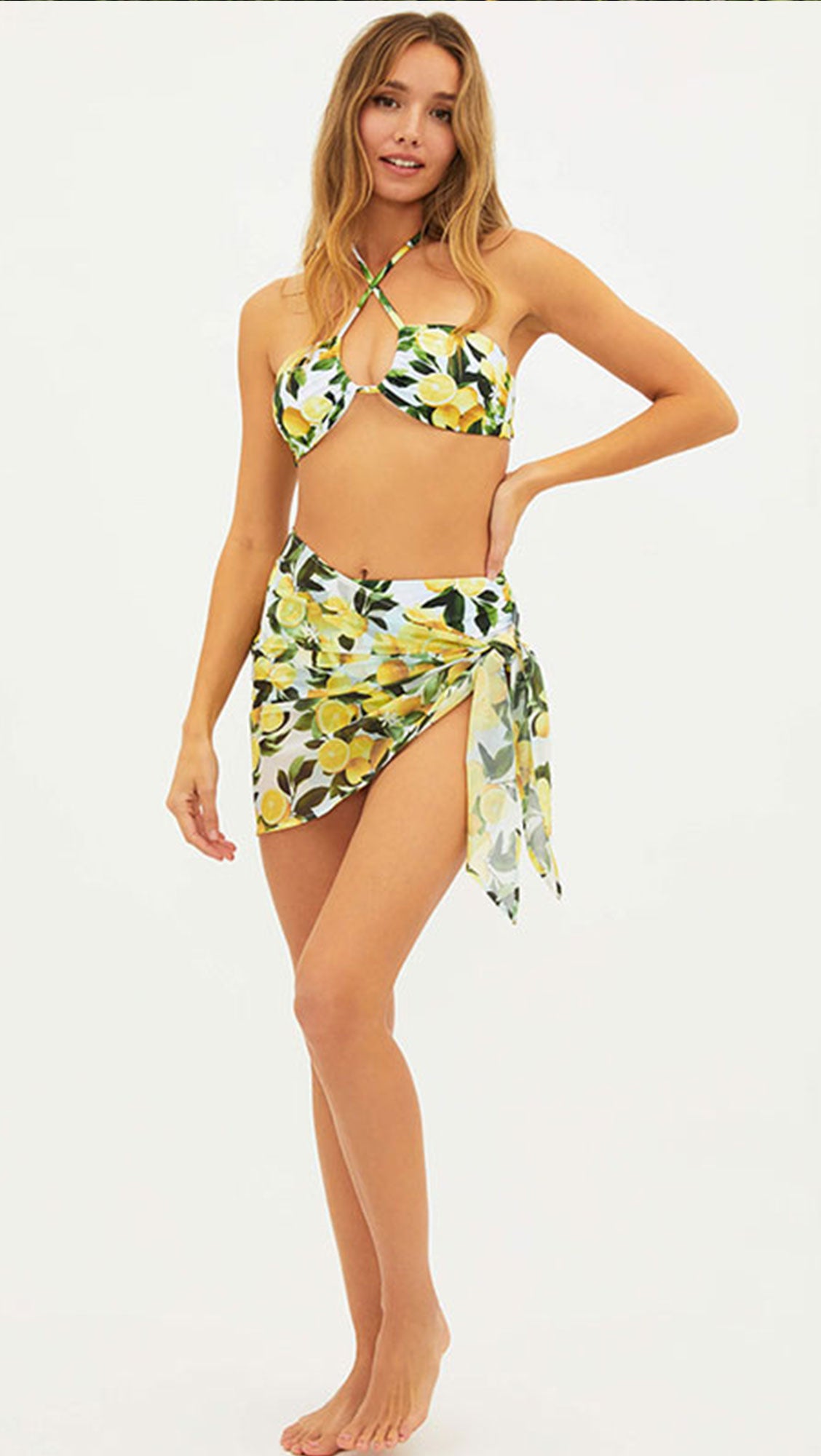 New Arrival Fresh Lemon Print Two Piece Bathing Suit