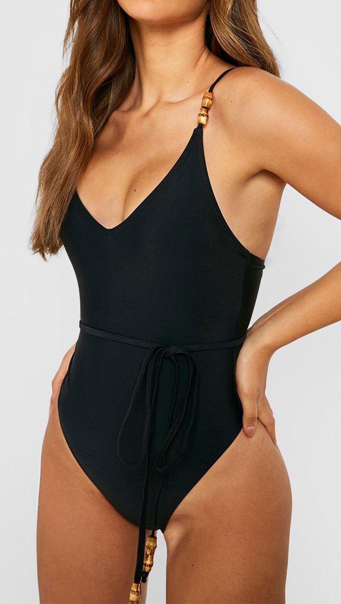 WOODEN BEAD TIE SWIMSUIT