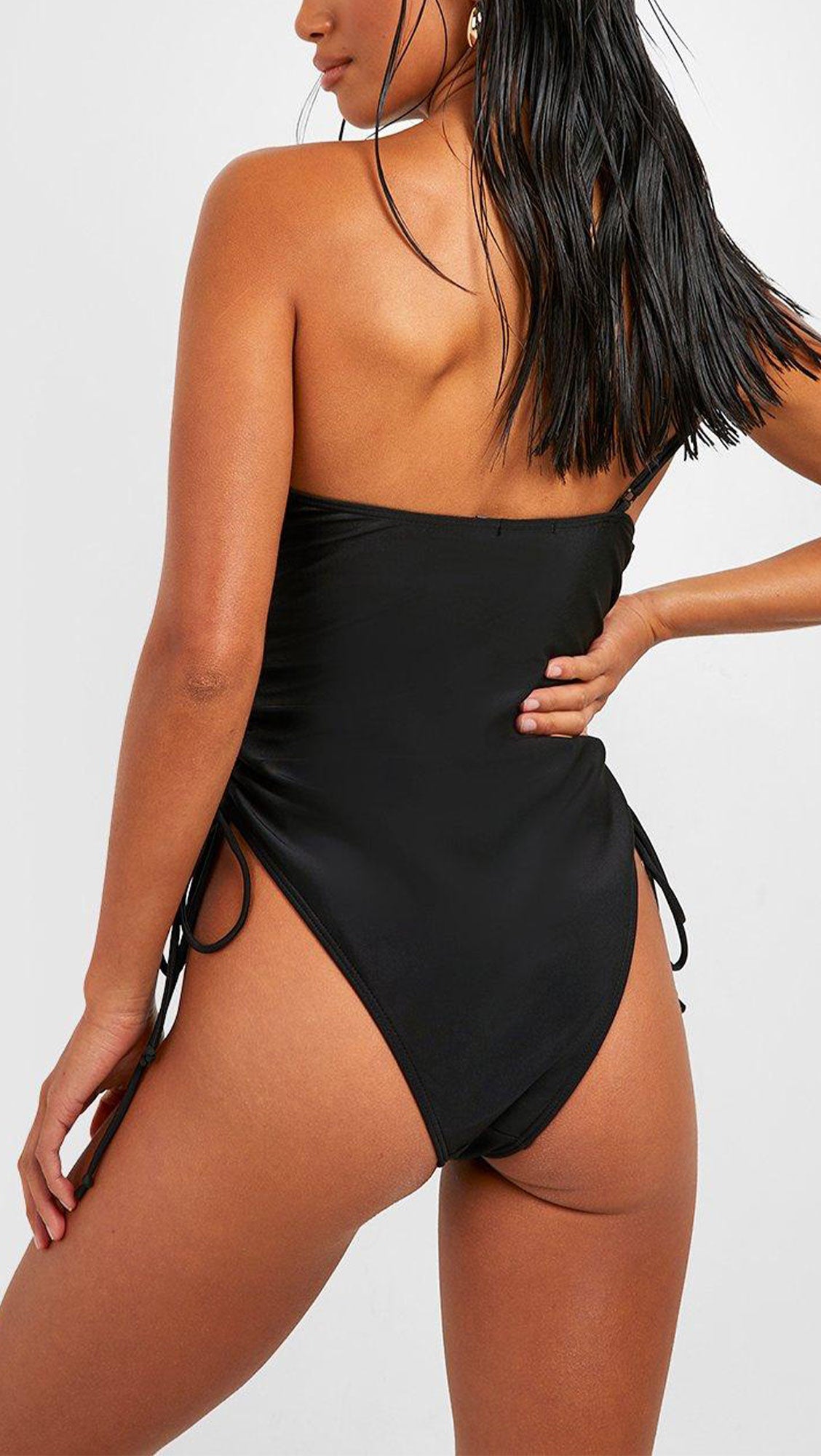 Black Classic High-Waisted One-Piece Swimsuit