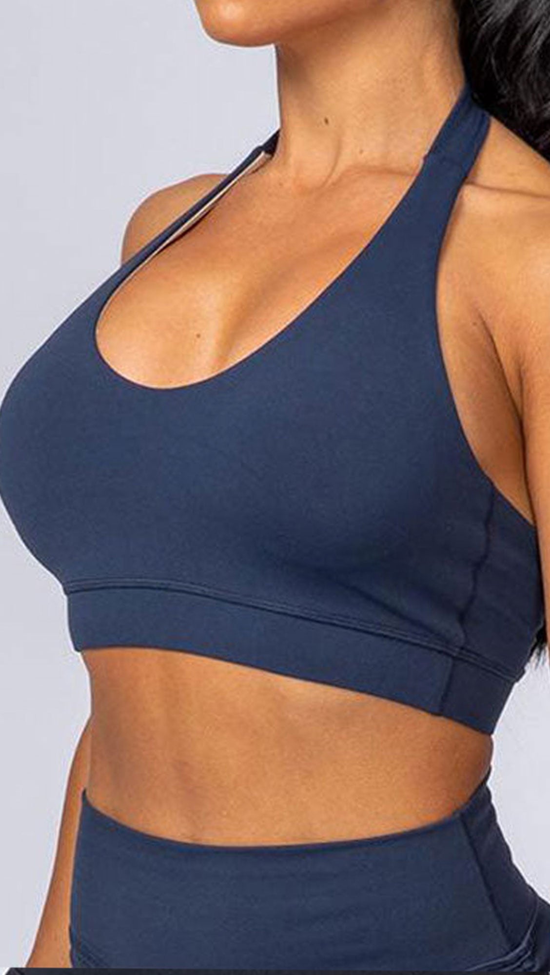 Halterneck Padded Sports Bra blank Cropped Tank Tops Backless gym activewear