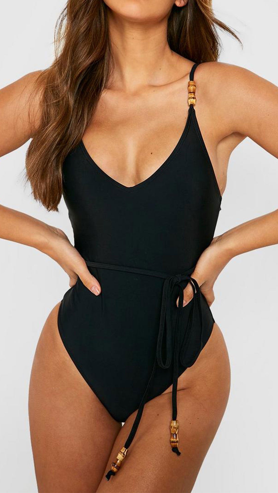 WOODEN BEAD TIE SWIMSUIT