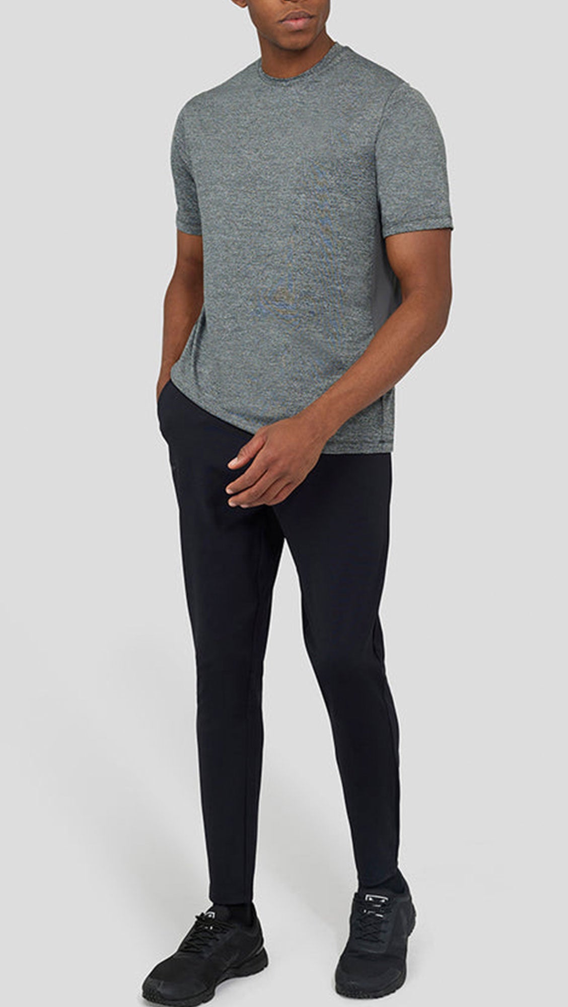 MIST GREY MARL MESH MIX SHORT SLEEVE TEE