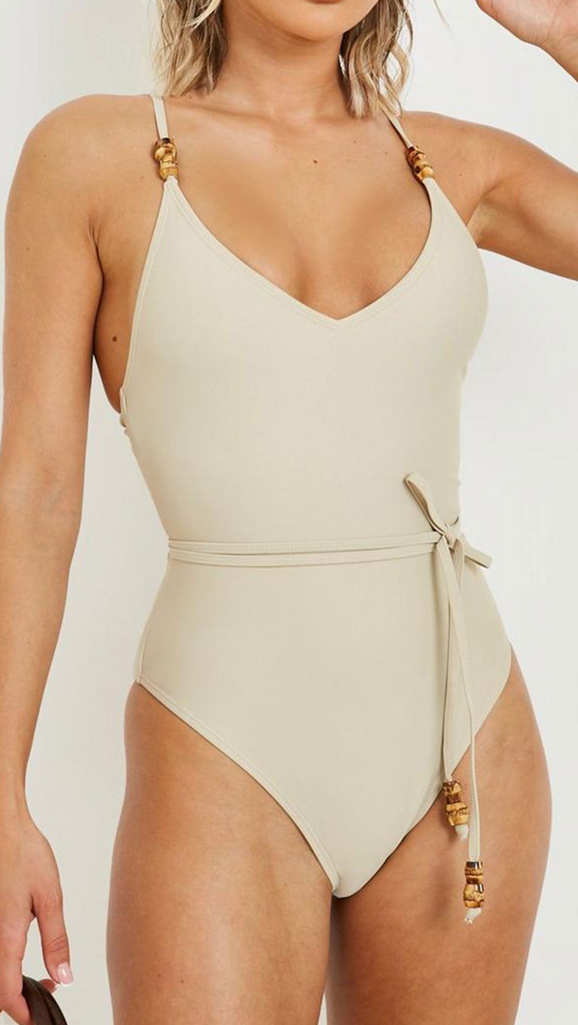 WOODEN BEAD TIE SWIMSUIT