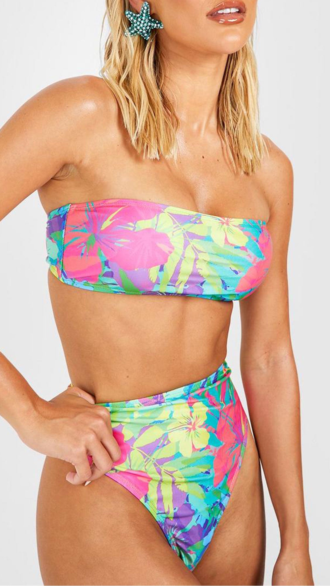 TROPICAL HIGH WAISTED BIKINI SET