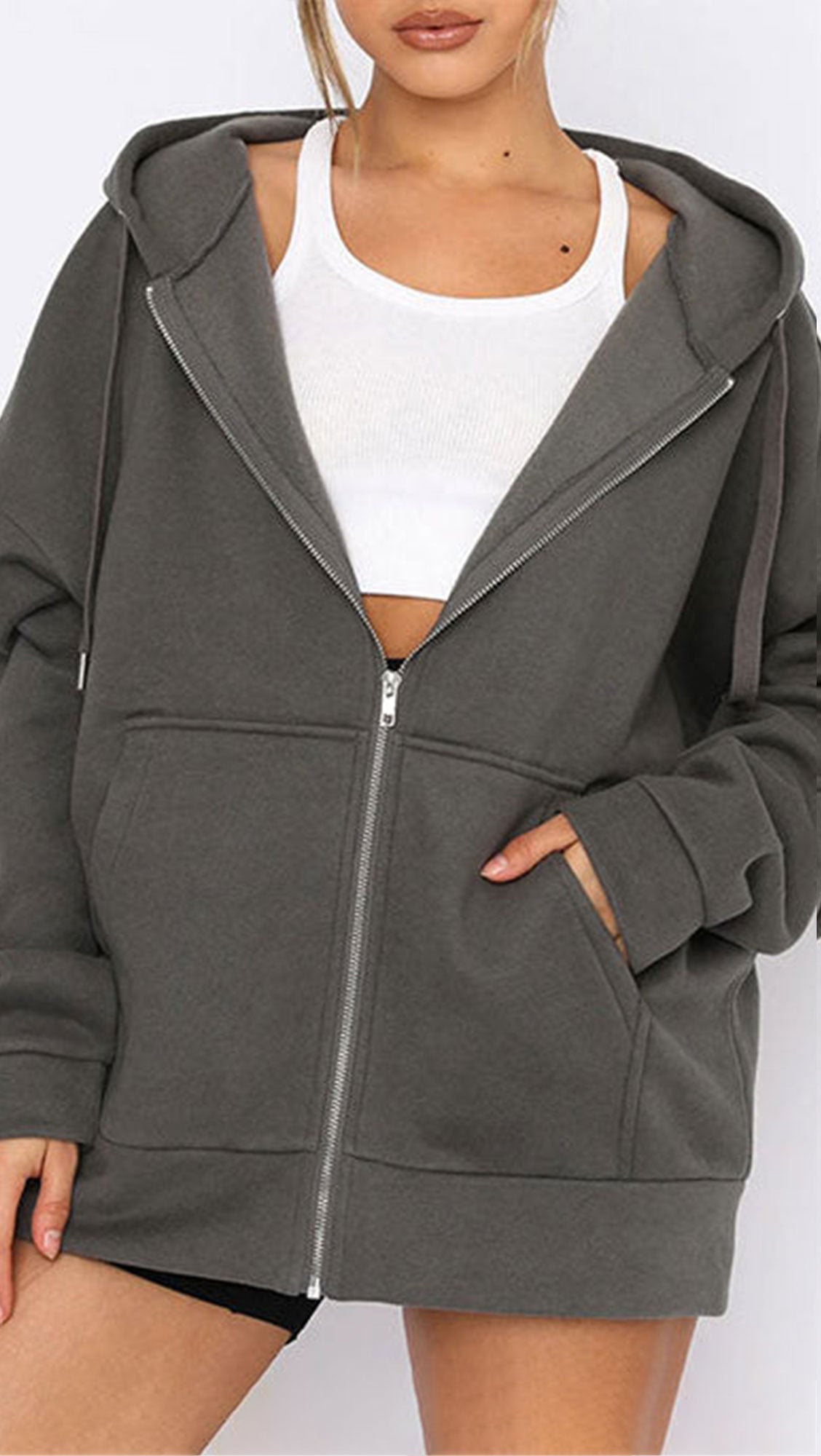 Unisex Oversize Women Zip up Jacket