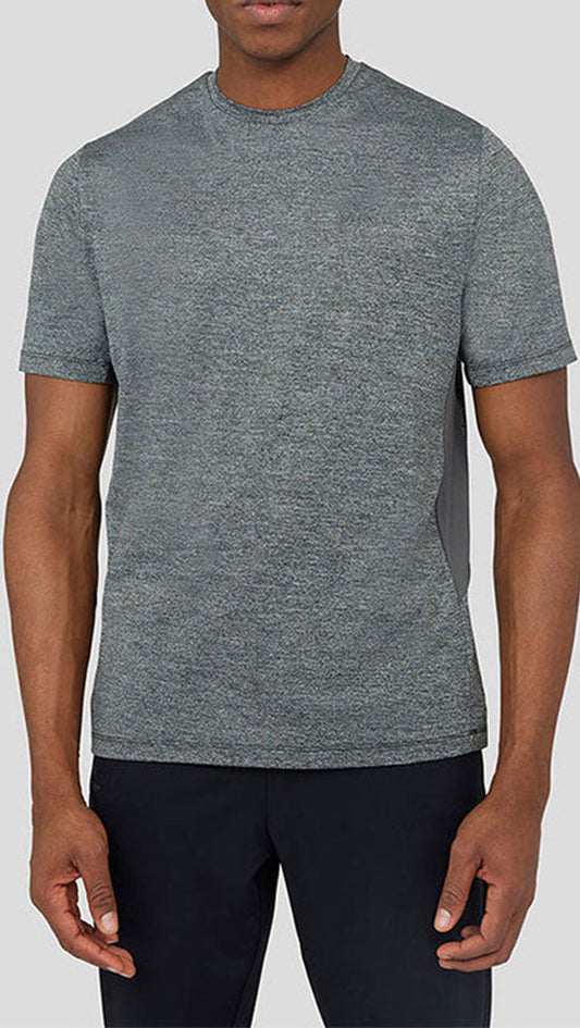 MIST GREY MARL MESH MIX SHORT SLEEVE TEE