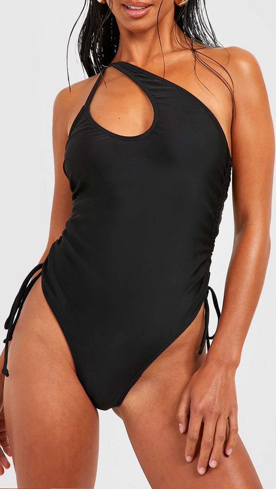 Black Classic High-Waisted One-Piece Swimsuit