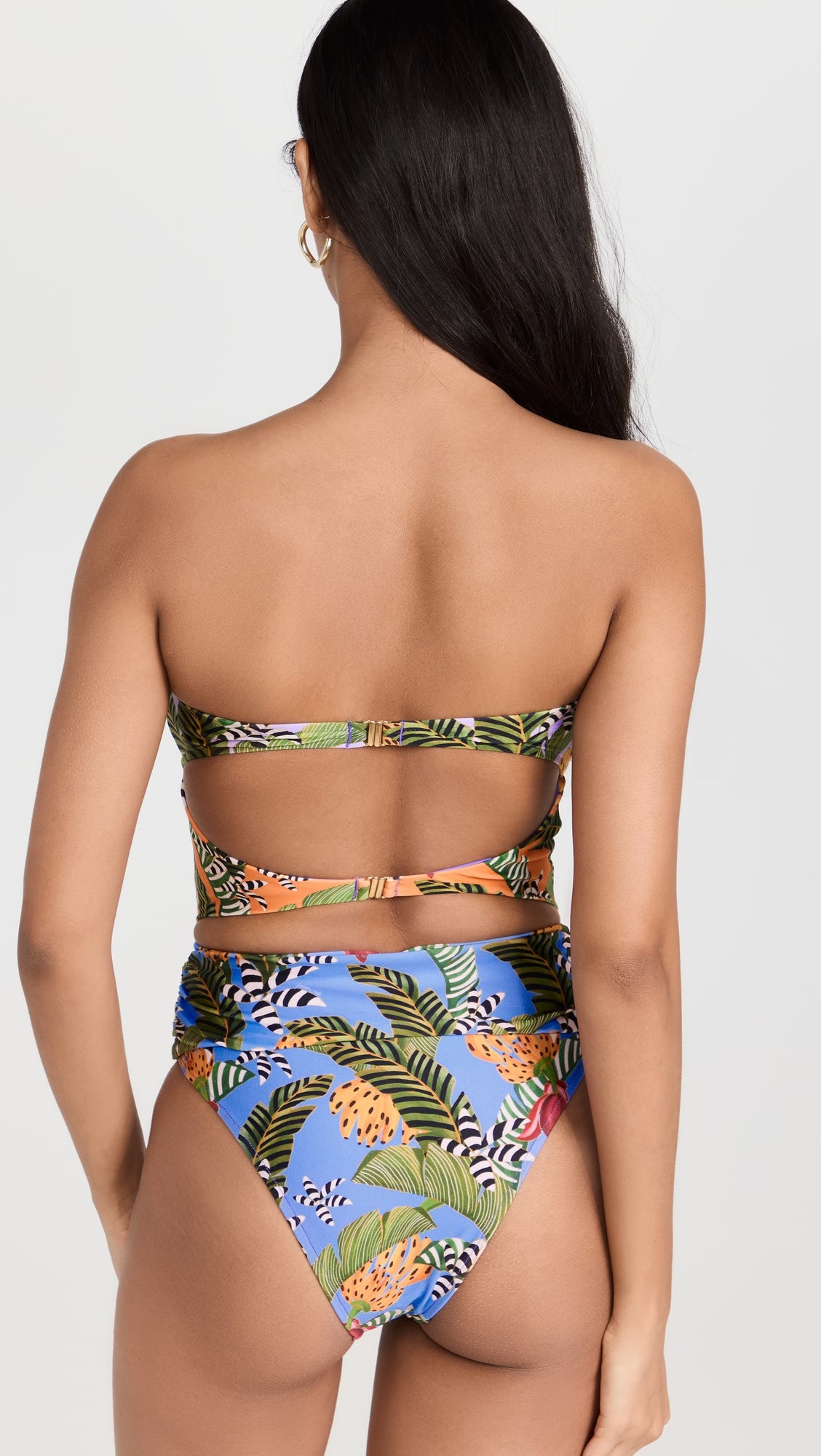 O-ring and floral print one-piece swimsuit