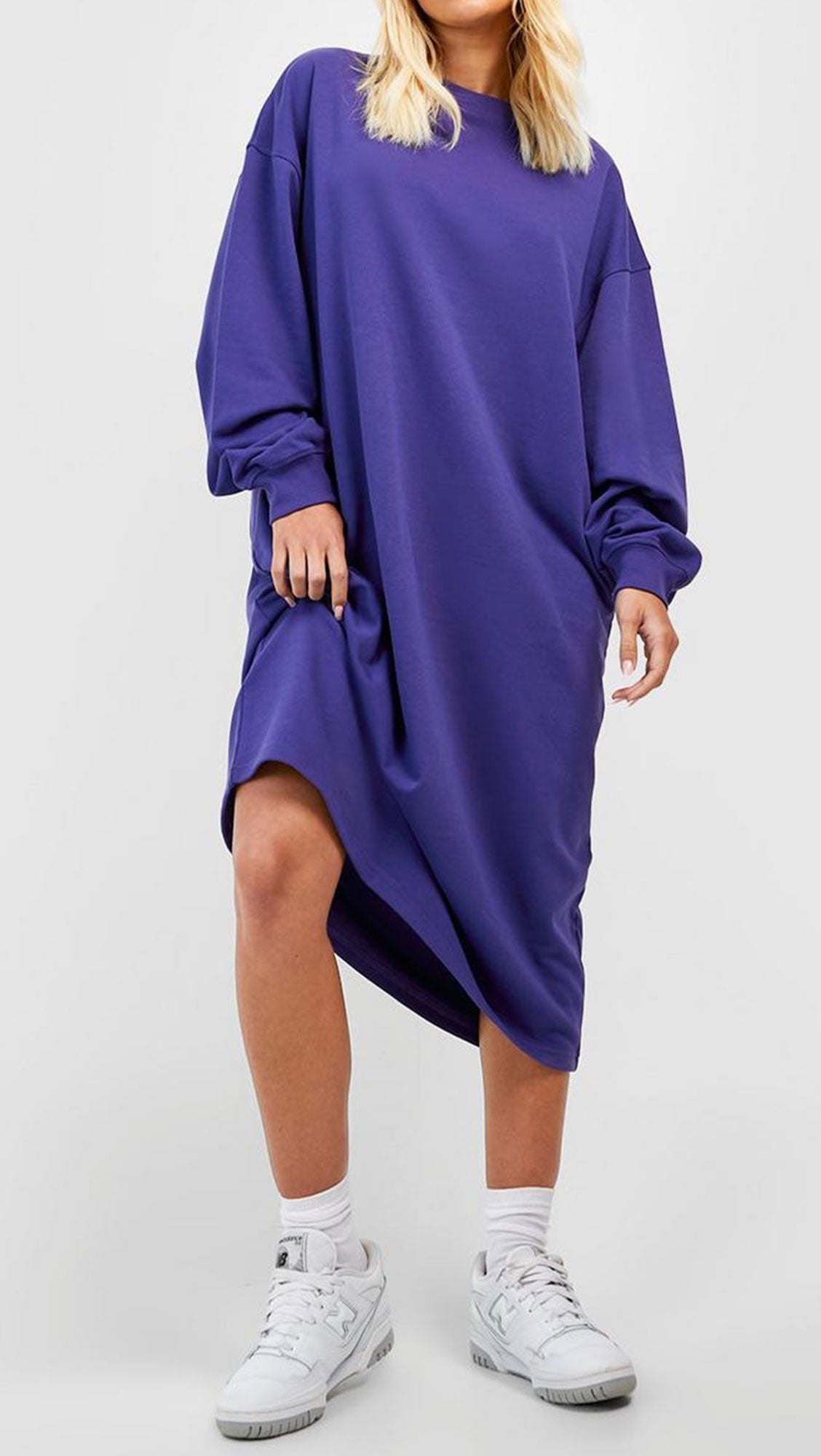 SUPER OVERSIZED MIDI SWEATSHIRT DRESS