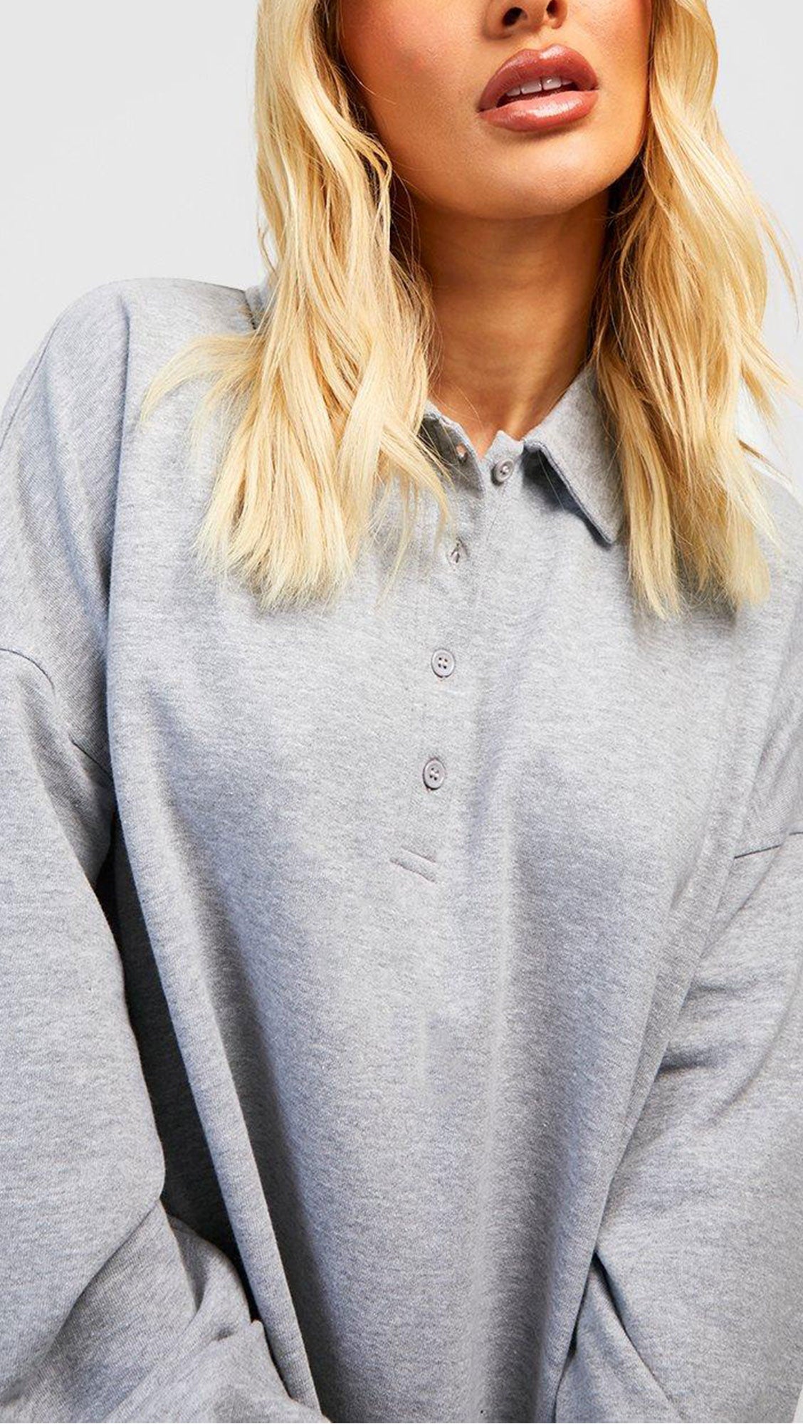 SUPER OVERSIZED COLLAR BUTTON DOWN SWEAT DRESS