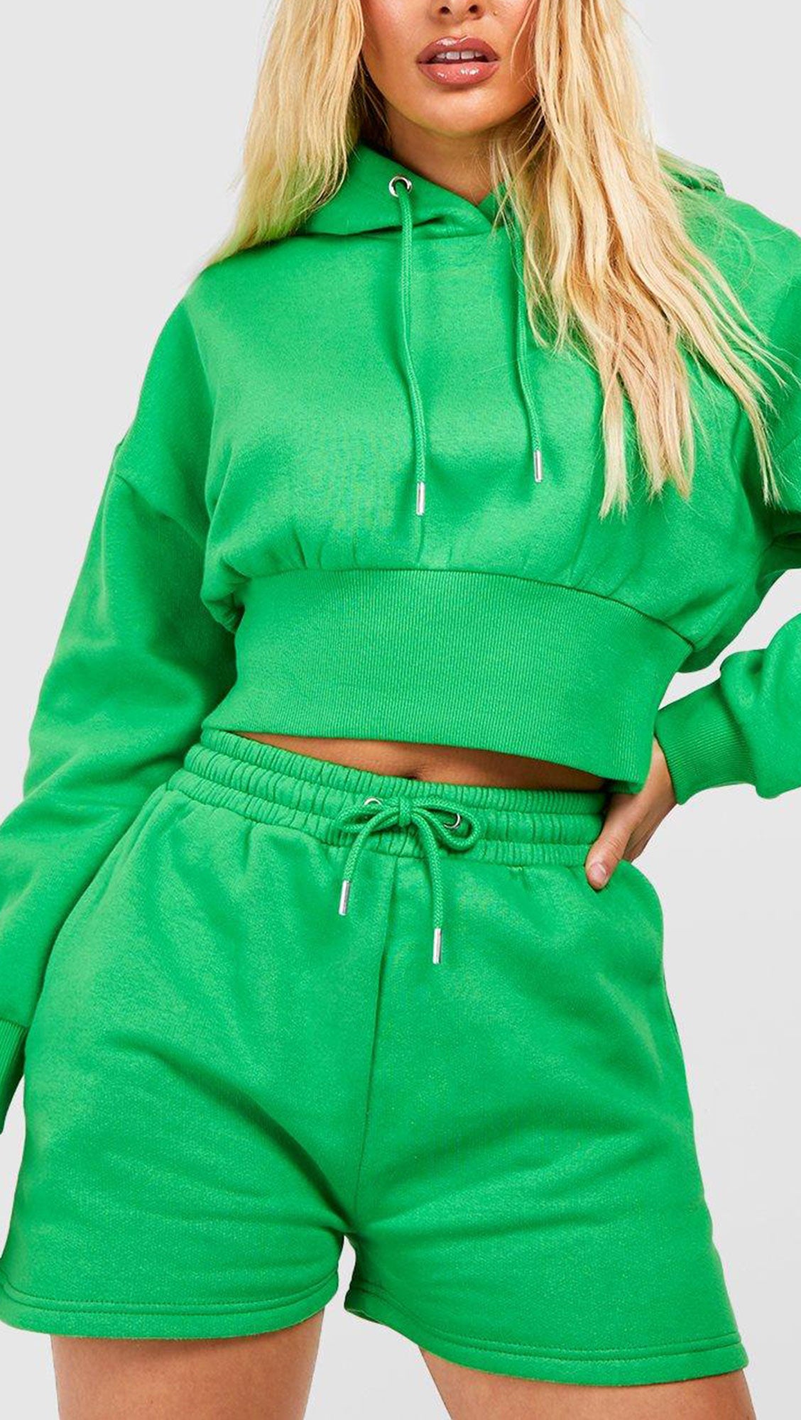 DEEP HEM CROPPED HOODIE