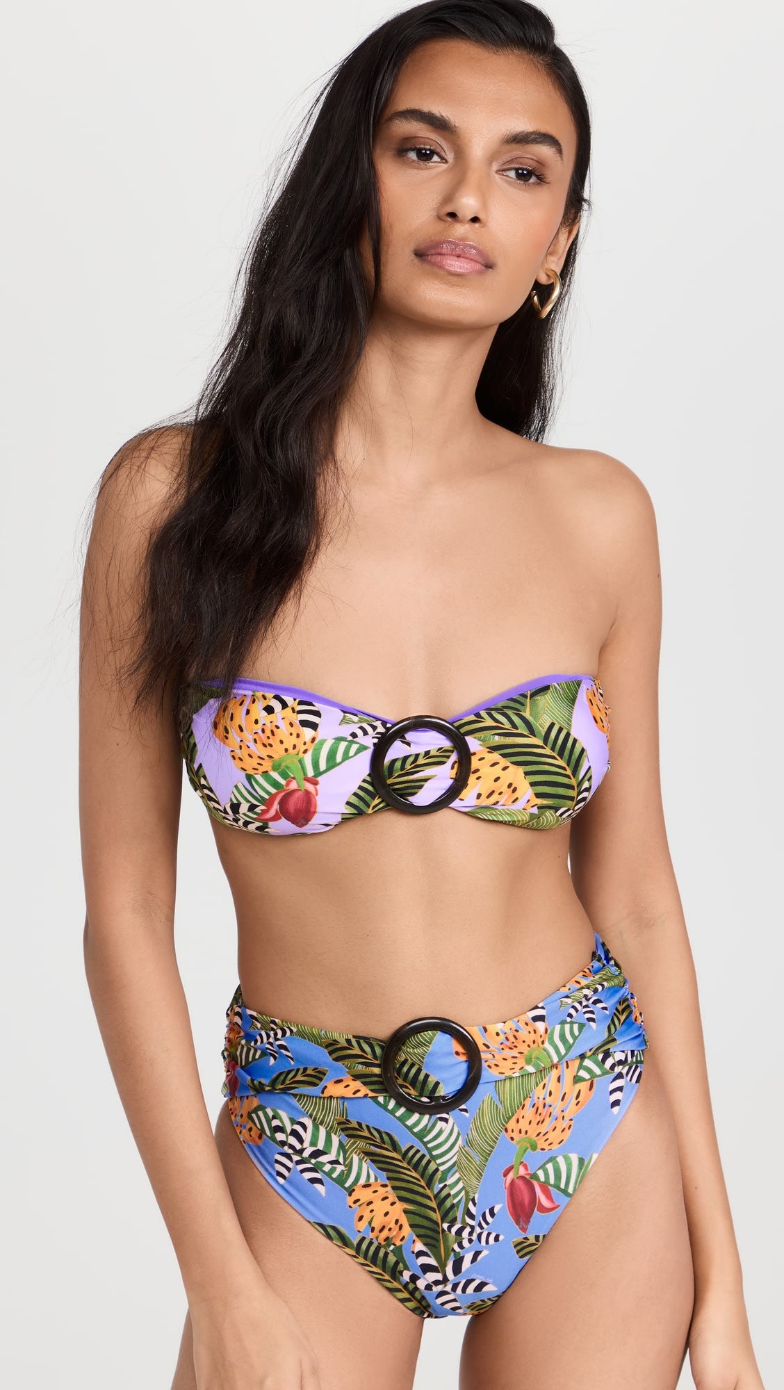 O-ring and floral print one-piece swimsuit