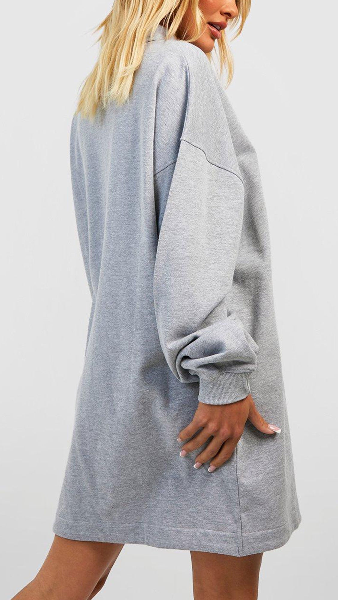 SUPER OVERSIZED COLLAR BUTTON DOWN SWEAT DRESS