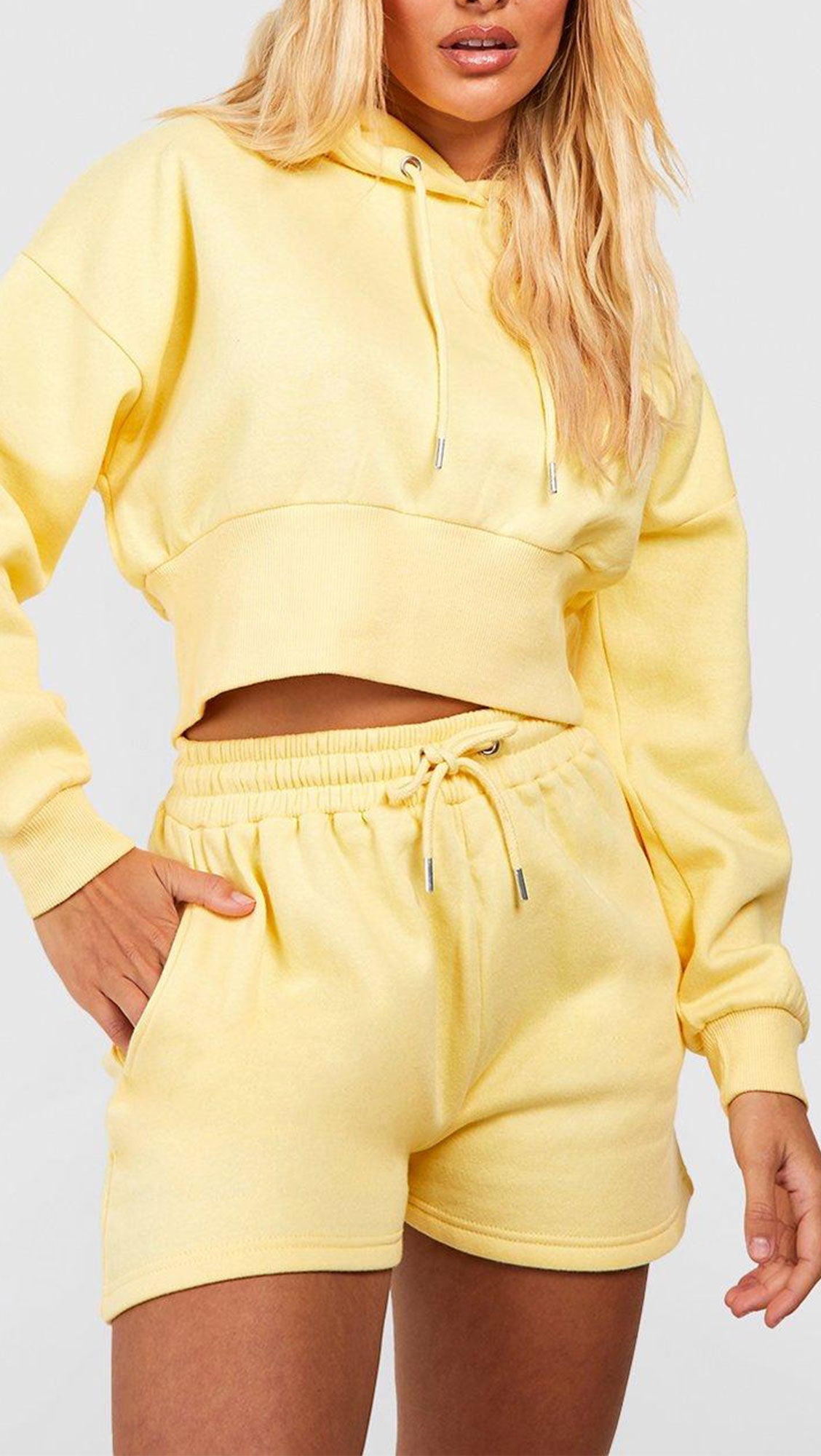 DEEP HEM CROPPED HOODIE