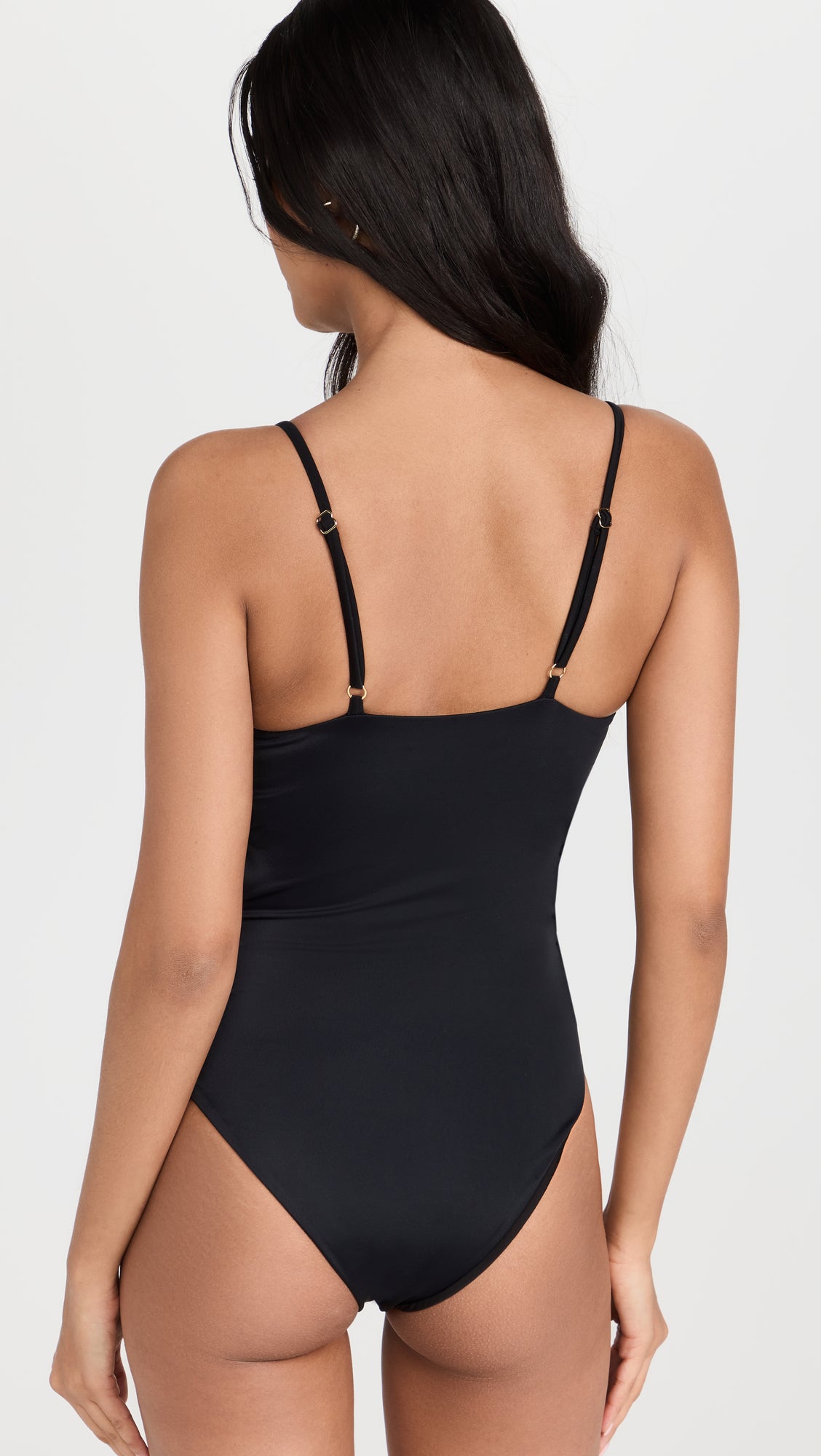 Black classic V-neck one-piece swimsuit