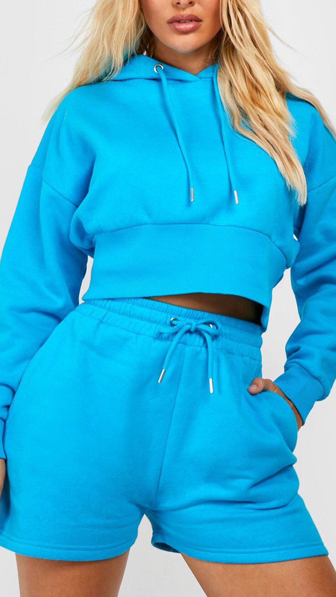 DEEP HEM CROPPED HOODIE